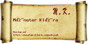 Münster Klára névjegykártya